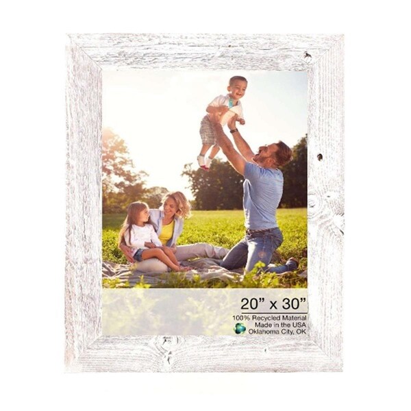 Palacedesigns 20 x 30 in. Rustic Farmhouse White Wash Wood Picture Frame - PA3659427