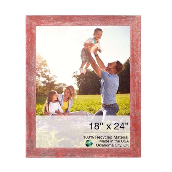 Palacedesigns 18 x 24 in. Rustic Farmhouse Red Wood Picture Frame - PA3651764