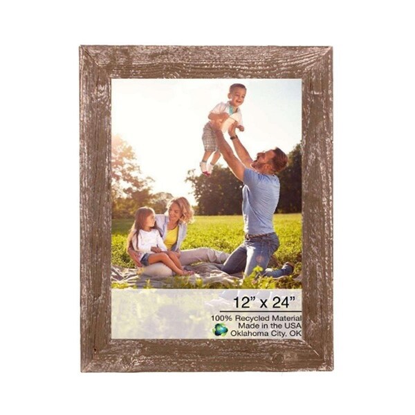 Palacedesigns 12 x 24 in. Rustic Farmhouse Espresso Brown Wood Picture Frame - PA3648364
