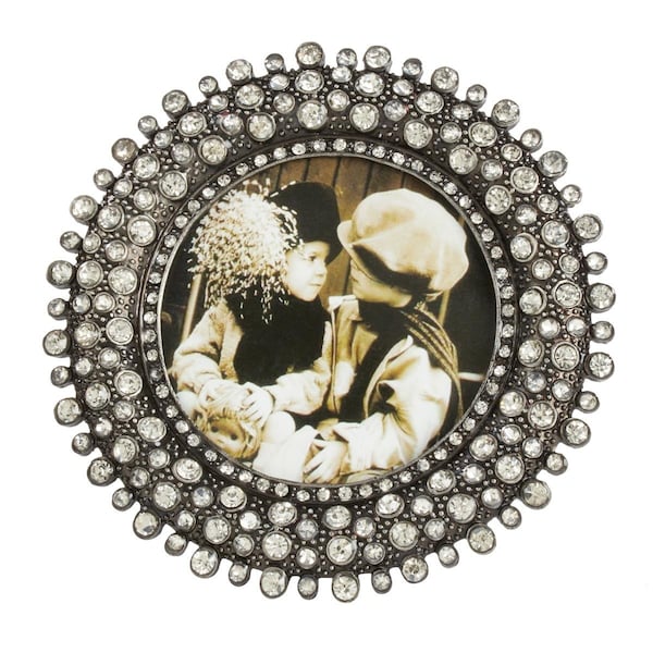Rlm Distribution SARO Round Picture Frame with Jeweled Design Silver - HO2657863
