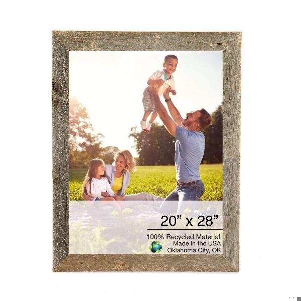 Homeroots 20 x 28 in. Rustic Farmhouse Weathered Gray Wood Picture Frame - 386534