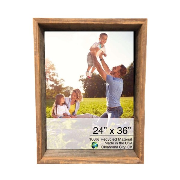 Palacedesigns 28 x 40 in. Rustic Weathered Grey Box Picture Frame with Hanger - PA3672884