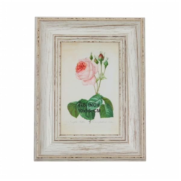 Purely Pecan 8.75 in. Vintage Inspired Distressed White Photo Picture Frame - 32013917
