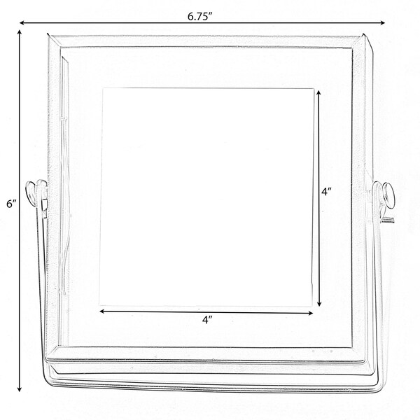Fabulaxe Modern Metal Floating Tabletop Square Photo Picture Frame w/Glass Cover and Easel Stand, Black 4 x 4 - QI004066.BK.S