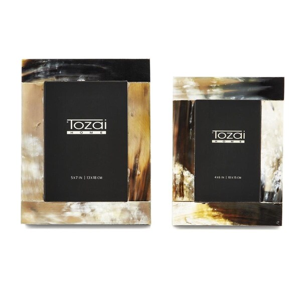 Tozai Home ARU010-S2 4 x 6  5 x 7 in. Bayard Natural Horn Frames - Set of 2 - ARU010-S2