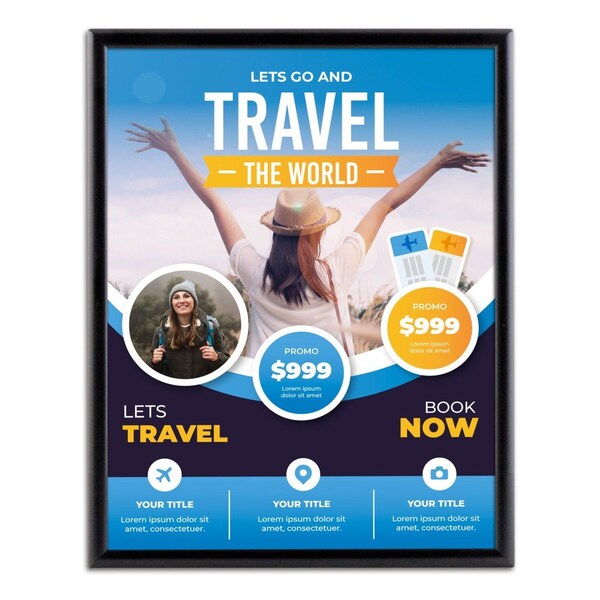 M&T Displays Opti Frame 22 in. X 28 in. Poster Size 1 in. Blk Color Profile, Mitered Corner, w/out Back Support - UCP255B022X7000