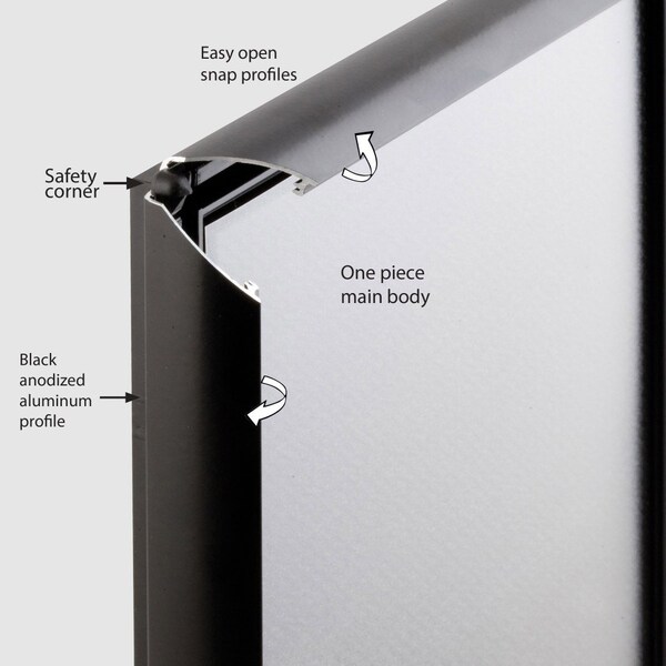 M&T Displays Opti Frame 22 in. X 28 in. Poster Size 1 in. Blk Color Profile, Mitered Corner, w/out Back Support - UCP255B022X7000