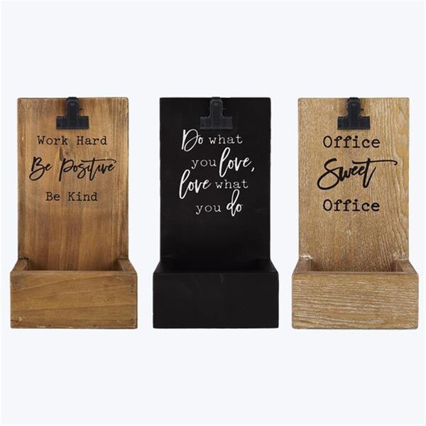 Youngs Wood Tabletop Organizer with Photo & Note Clip, Assorted Color - 3 Piece - 20831