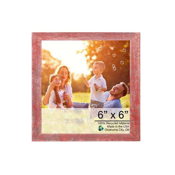 Palacedesigns 6 x 6 in. Rustic Farmhouse Red Wood Picture Frame - PA3645229