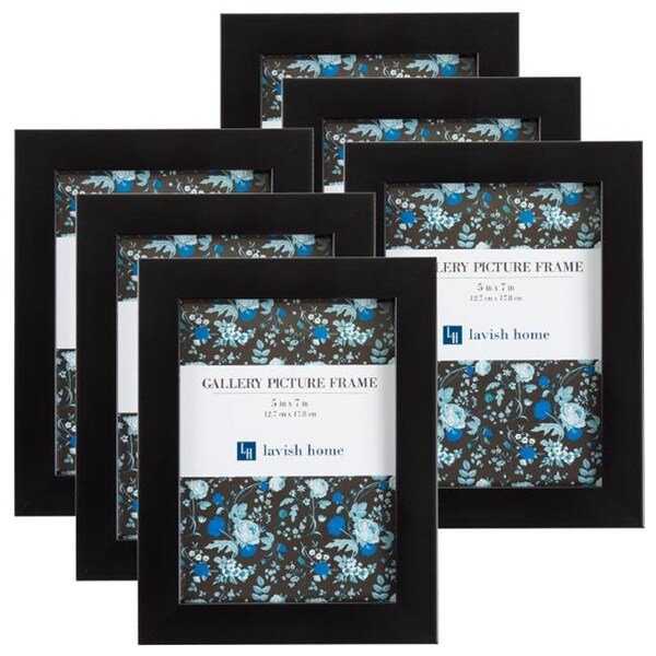 Lavish Home Lavish Home 82-FR57B 5 x 7 in. Picture Frame Pack; Black - Set of 6 - 82-FR57B