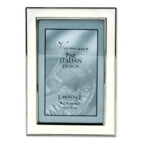 Lawrence Frames Lawrence Frames 586146 Lawrence Frames Silver Plated 4x6 Metal with White Enamel Picture Frame - 586146