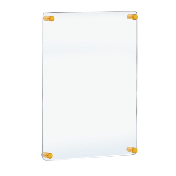 Azar Displays Floating Styrene Wall Frame with Rounded Edges, Gold Stand Off Caps - 105531-GLD