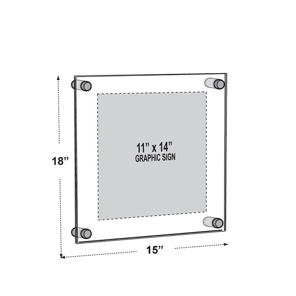 Azar Displays Floating Acrylic Wall Frame with Black Stand Off Caps - 105510-BLK