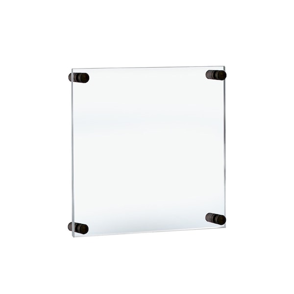 Azar Displays Floating Acrylic Wall Frame with Black Stand Off Caps - 105510-BLK