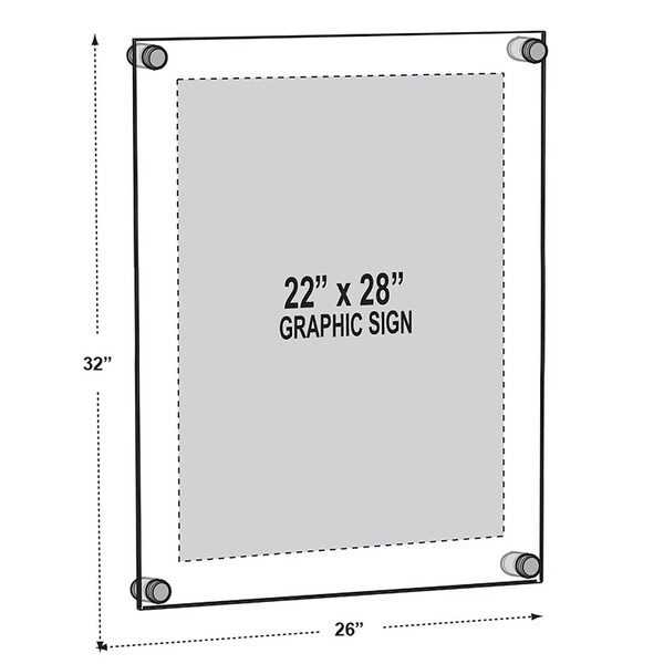 Azar Displays Floating Acrylic Wall Frame with Gold Stand Off Caps - 105530-GLD