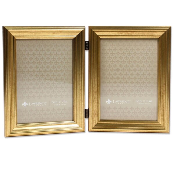 Dare2Decor 5 x 7 in. Hinged Double Picture Frame, Gold - DA92336