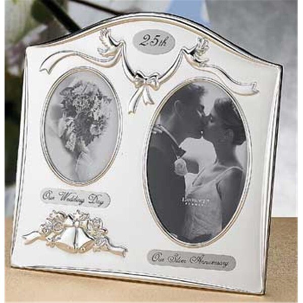 Lawrence Frames Satin Silver & Brass Plated 2 Opening Picture Frame - 25th Anniversary Design - LA328099