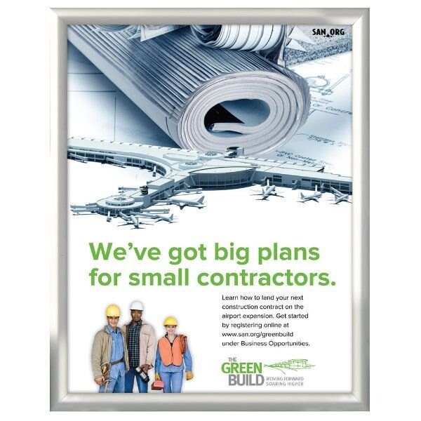 M&T Displays Snap Frame 17 in. X 22 in. Poster Size, Silver, 1 in. Mitred - UCN255N012X2990