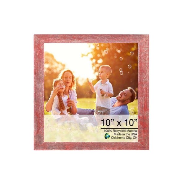 Palacedesigns 10 x 10 in. Rustic Farmhouse Red Wood Picture Frame - PA3663773