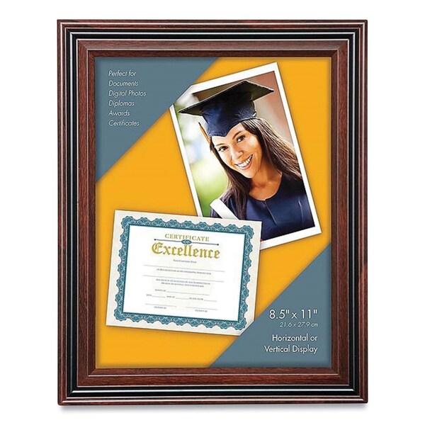 Victory Light Plastic Certificate Frame, 8.5 x 11, Rosewood/Black - VS4501B.811