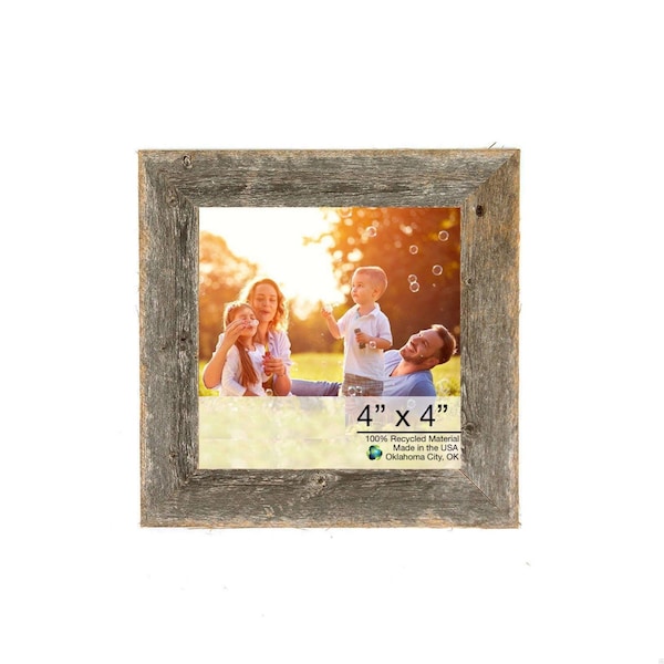 Homeroots 4 x 4 in. Natural Weathered Gray Picture Frame - 379893