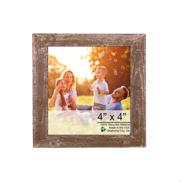 Homeroots 4 x 4 in. Rustic Farmhouse Espresso Brown Wood Picture Frame - 386557
