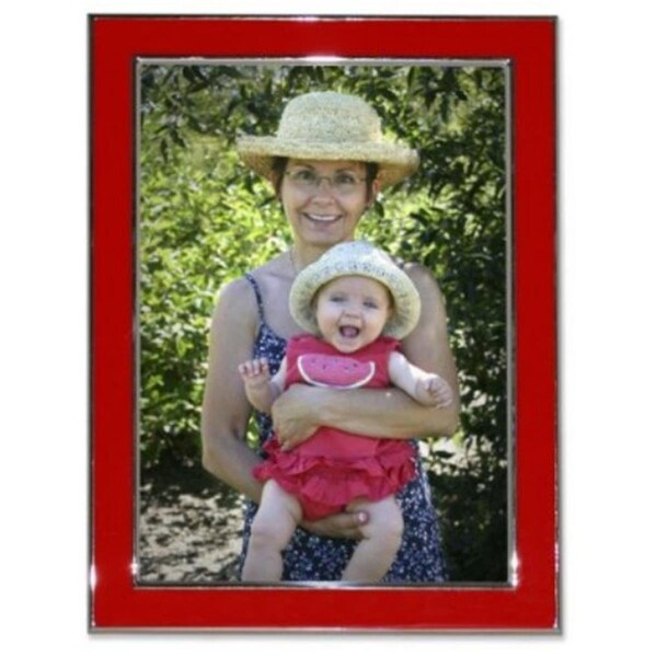 Lawrence Frames Silver Plated 8x10 Metal with Red Enamel Picture Frame - 586280