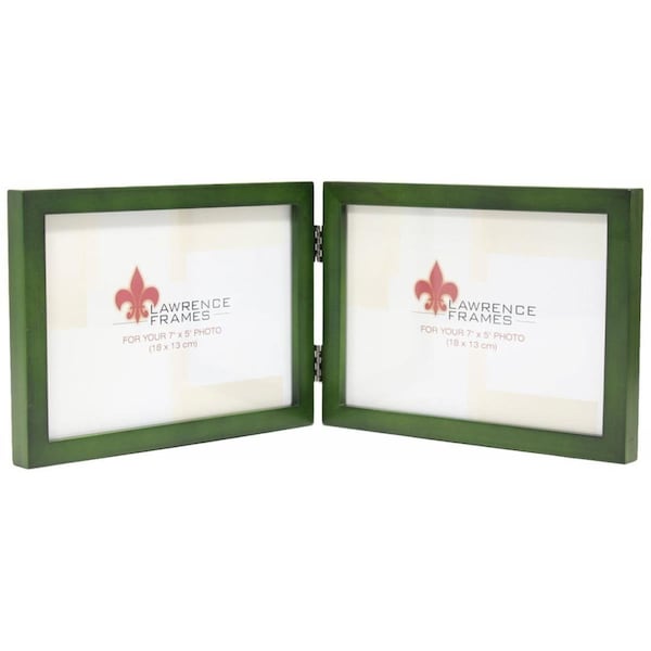 Lawrence Frames Hinged Double Horizontal Wood Picture Frame Gallery - Green- 0.71 in. - 756075D