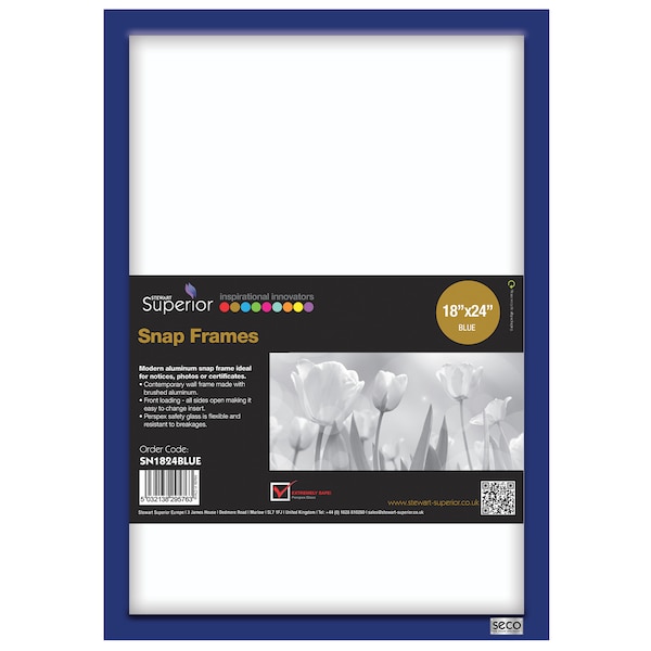 Seco Poster Snap Frame, 18" x 24", 1" Profile, Blue - SN1824BLUE