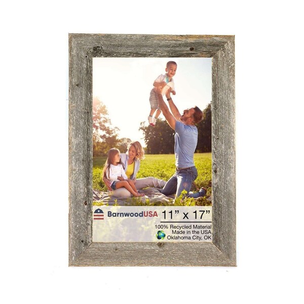 Barnwoodusa Rustic Farmhouse Reclaimed 11x17 Picture Frame (Weathered Gray) - 672713210641