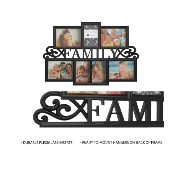 Hastings Home Family Collage Picture Frame, 7 Openings for 3- 4x6 / 4- 5x7 Photos, Wall Hanging Display (Black) - 505876BAM