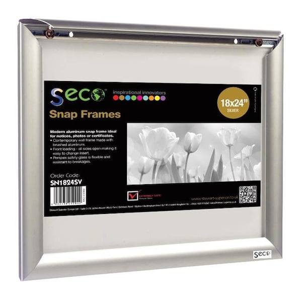 Seco Seco 18 x 24 in. Front Load Easy Open Snap Poster-Picture Silver Anodized Aluminum Frame - SN1824-SV