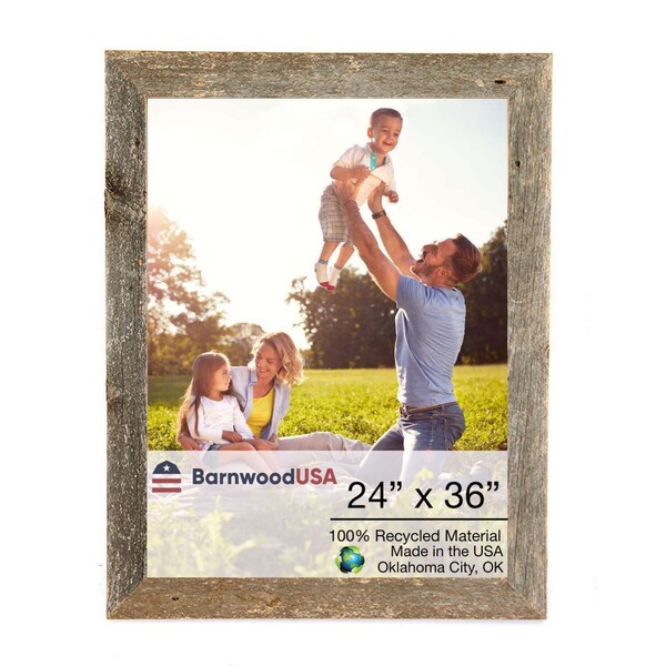 Barnwoodusa Rustic Farmhouse Reclaimed 24x36 Picture Frame (Weathered Gray) - 672713210481