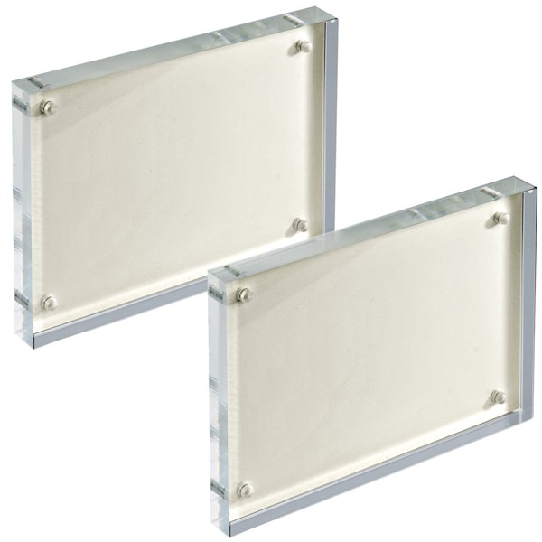 Azar Displays White Acrylic Block with Metal Back Plate 5 in. X 7 in., 2PK - 104667-WHT-2PK