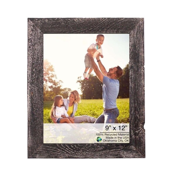Palacedesigns 9 x 12 in. Rustic Farmhouse Rustic Black Wood Picture Frame - PA3659444