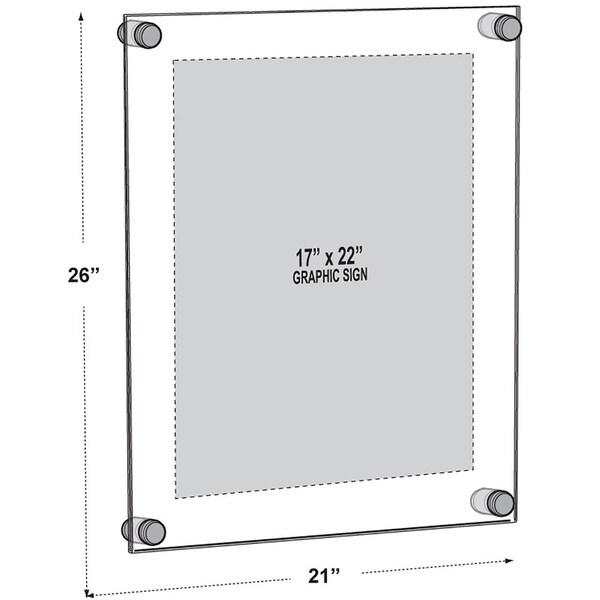 Azar Displays Floating Acrylic Wall Frame with Black Stand Off Caps - 105528-BLK