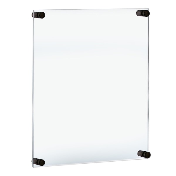 Azar Displays Floating Acrylic Wall Frame with Black Stand Off Caps - 105528-BLK