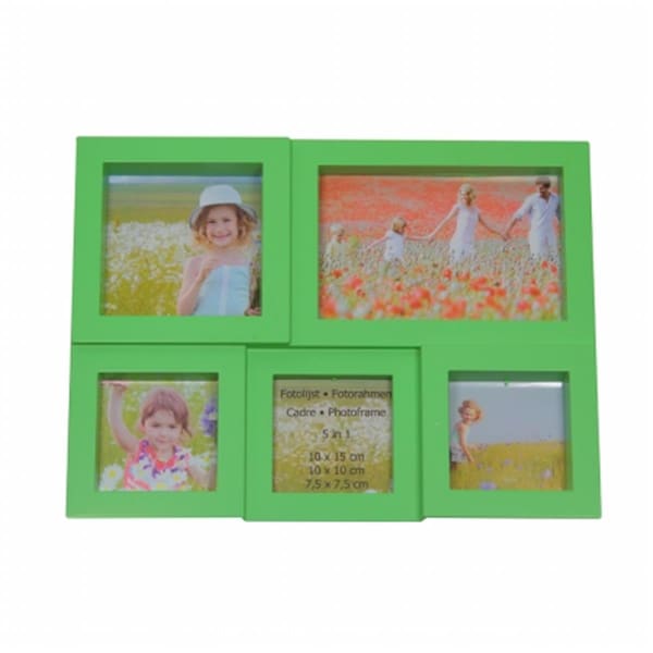 Purely Pecan 11.5 in. Green Multi Sized Puzzled Photo Picture Frame Collage Wall Decoration - 32013897