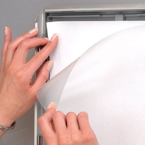 M&T Displays Opti Frame 8.5 in. X 11 in.  Poster Size 1 in. Silver Color Profile, Mitred Corner, w/Back Support - UCP255N181X2990