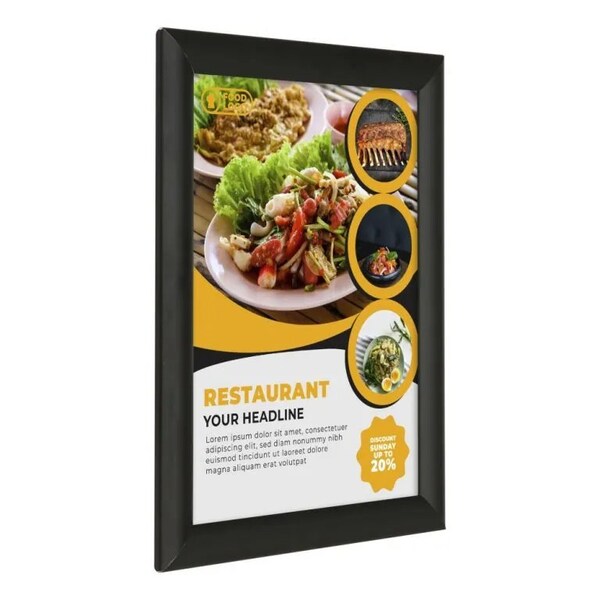 M&T Displays Snap Frame 8.5 in. X 11 in. Poster Size, 1 in. Black, Mitered Corner - UCN255B081X7991