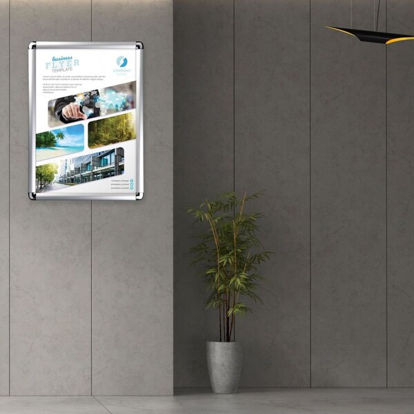 M&T Displays Snap Frame 11 in. X 17 in. Poster Size, 1 in. Silver, Round Corner - UCN250N017X2990