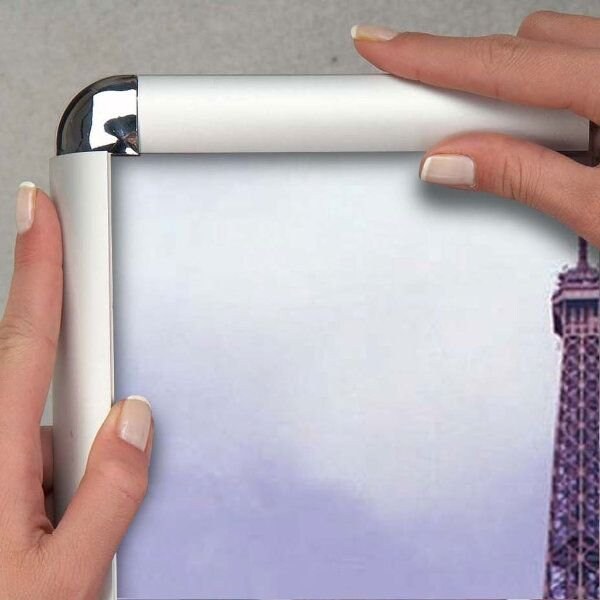 M&T Displays Snap Frame 11 in. X 17 in. Poster Size, 1 in. Silver, Round Corner - UCN250N017X2990