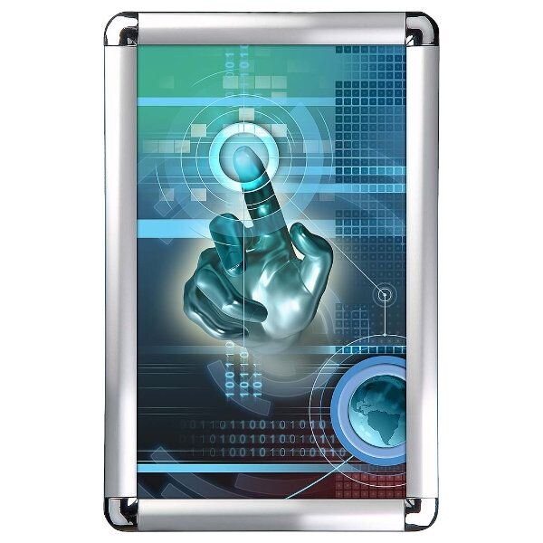 M&T Displays Snap Frame 11 in. X 17 in. Poster Size, 1 in. Silver, Round Corner - UCN250N017X2990