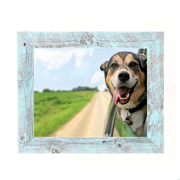 Homeroots 4 x 4 in. Rustic Farmhouse Light Aqua Blue Wood Picture Frame - 386556
