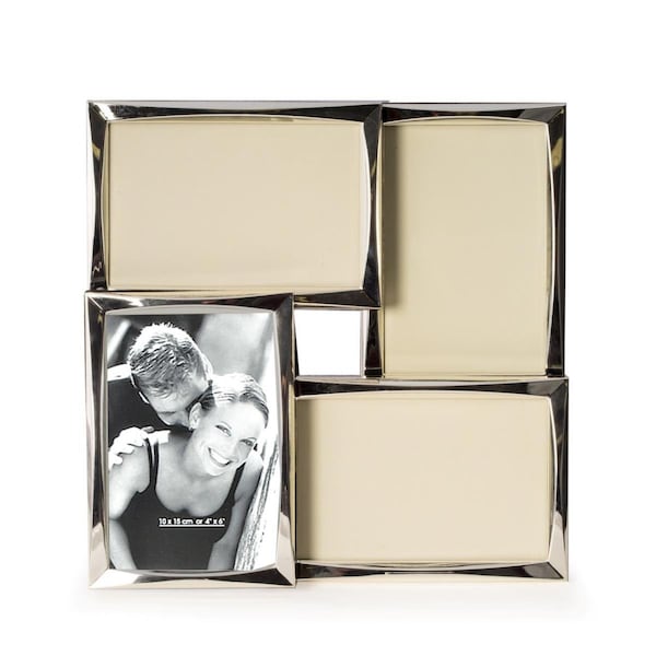 Bey Berk International Bey-Berk International Silver Tone 4 Collage 4 x 6 in. Picture Frame with Easel Back - BE50316