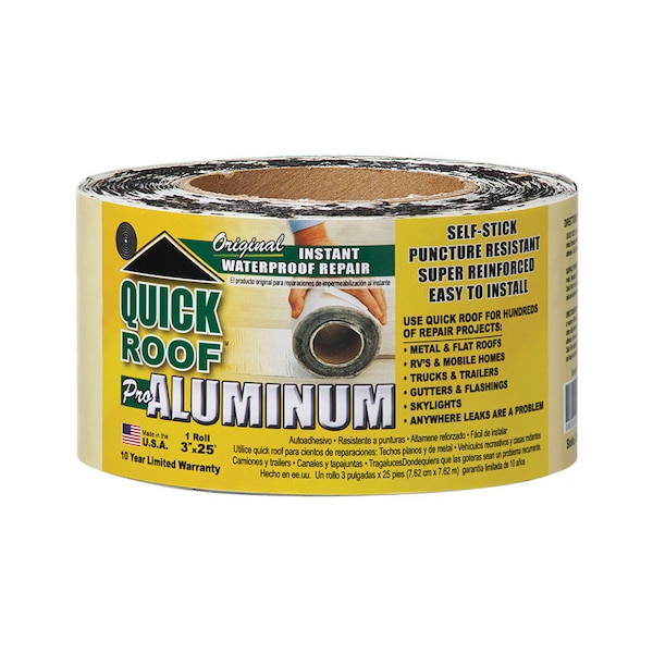 Quick Roof Quick Roof 3 in. W X 25 ft. L Aluminum Self Stick Waterproof Repair Kit Silver - QR325