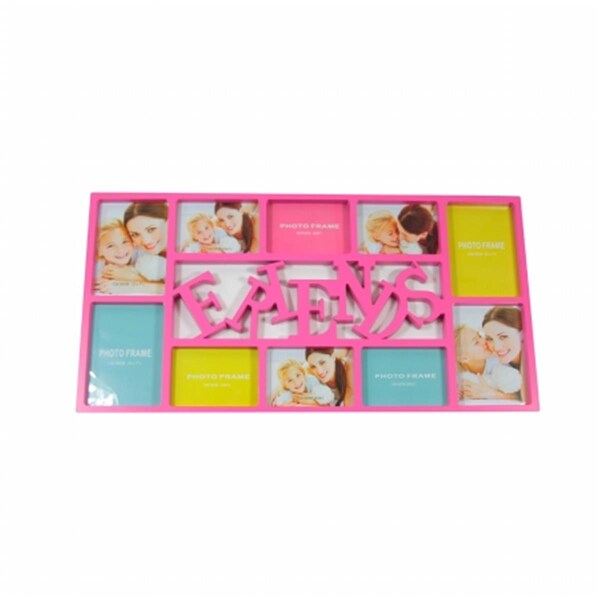 Purely Pecan 28.75 in. Pink Dual Sized Friends Photo Picture Frame Collage Wall Decoration - 32011362