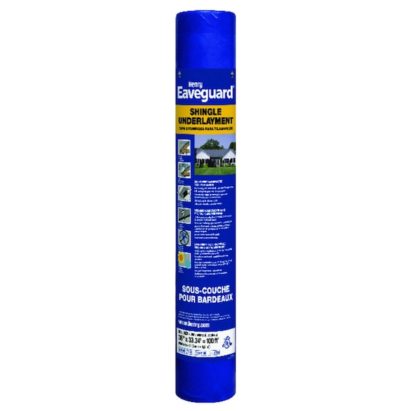 Bakor Henry Henry 3 ft. W X 33.3 ft. L Fiberglass Self-Adhesive Shingle Underlayment 15 lb Blue - HE740915
