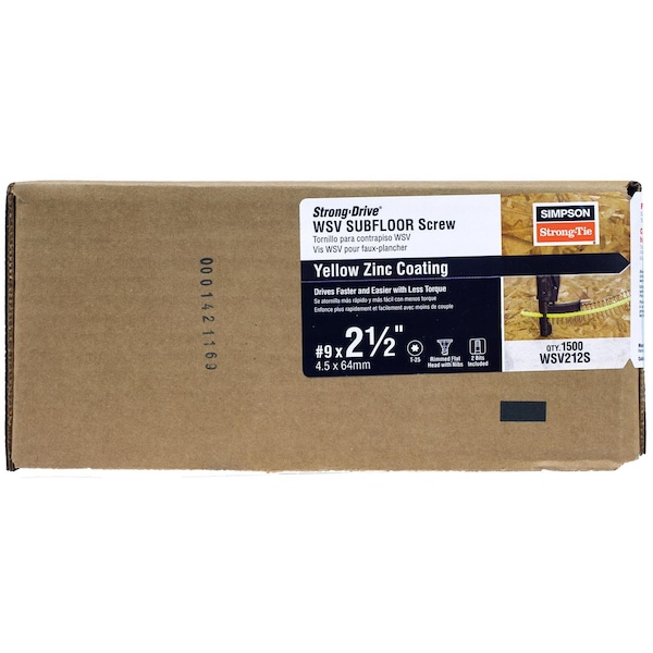 Simpson Strong-Tie Simpson Strong-Tie Strong-Drive No. 9 X 2-1/2 in. L T25 Yellow Zinc High/Low WSV Subfloor Screws 1 p - WSV212S