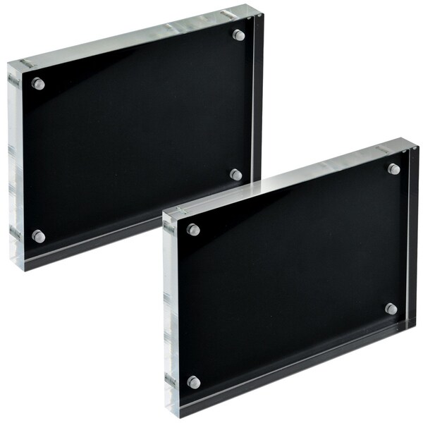 Azar Displays Black Acrylic Block with Metal Back Plate 5 in. X 7 in., 2PK - 104667-BLK-2PK